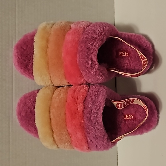 Shoes - UGG Fluff Yeah Sz 9 Genuine Berry Multi‎ Shearling Slingback Sleepers